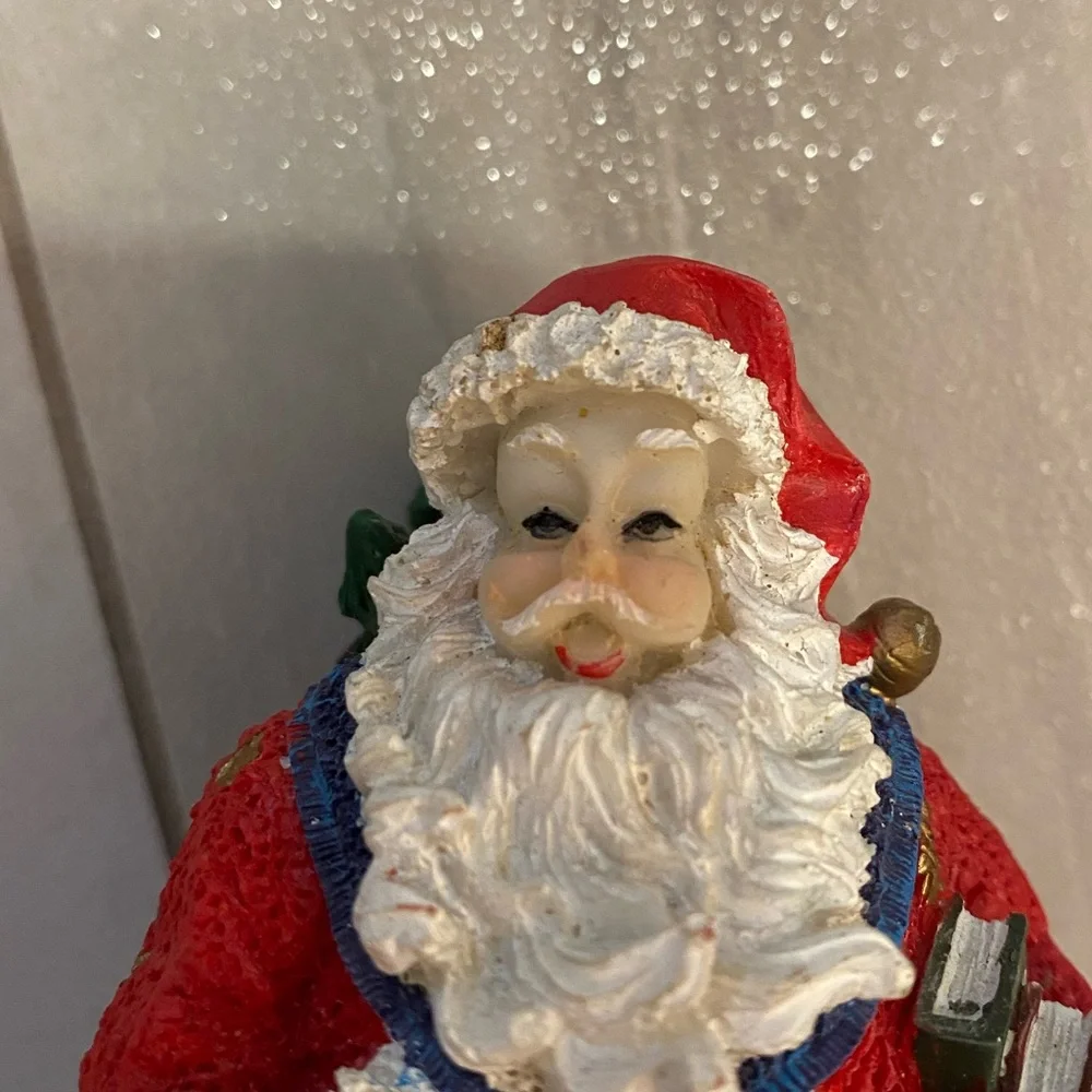 Festive Holiday Painted Composite Traditional Christmas Santa Figurine